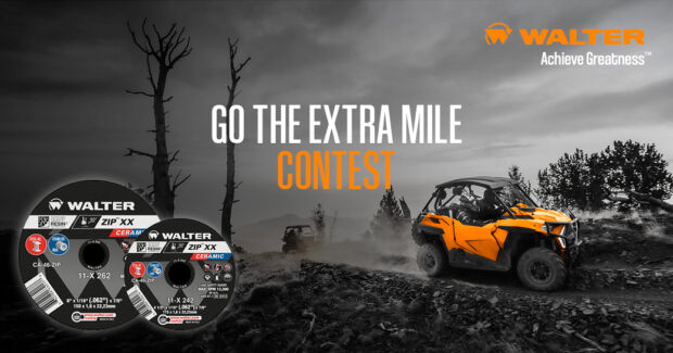 WALTER Surface Technologies, “Go the Extra Mile” contest, ZIP XX, ceramic cut-off wheel, Polaris RZR TRAIL, angle grinders, Drillco drill bit sets, ArcOne helmets, metalworking solutions, Marc Brunet Gagne, Éliane Ouimet