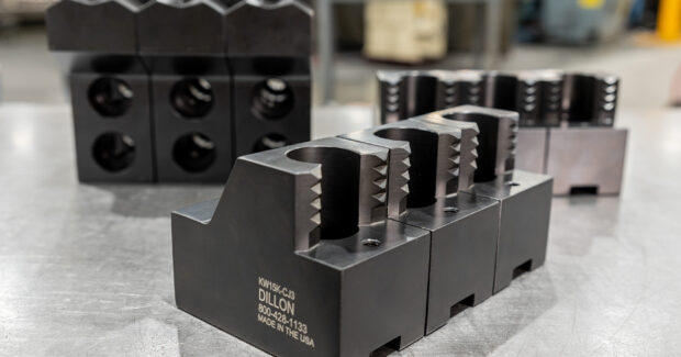 Dillon Manufacturing’s Claw Jaws, workpieces, clamping, turning applications