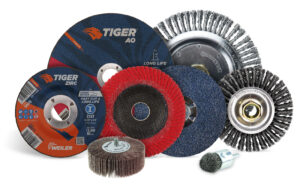 Evolution of Abrasives Increases Uptime and Overcomes Labor Constraints, Weiler Abrasives, abrasives, power brushes, products for surface conditioning, Tiger 2.0 zirconia alumina, aluminum oxide cutting, grinding and combo wheels, Optimum Use Line