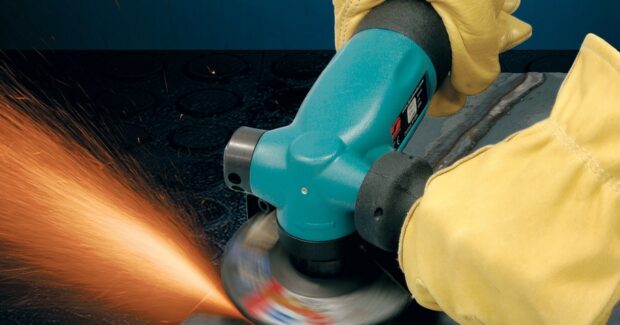 New Line of 1.3 HP Air Tools Features Right Angle Grinders and Sanders, Dynabrade Inc., 1.3 HP Air Tools, Right-Angle Disc Sander, Right-Angle Depressed Center Wheel Grinder, 1.3 Hp Disc Sander, Depressed Center Wheel Grinder, wick lubrication system