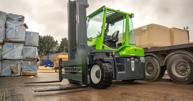 Combilift, multidirectional trucks, articulated forklifts, straddle carriers, Combi-CB15-5E, Italian Terminal and Logistics Award, powerful performance, extensive battery life, 15,500lbs capacity, Martin McVicar, CB155E,