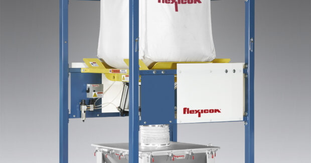 Flexicon Corp., Flexicon BFF, bulk bag discharger, vacuum conveying lines, Z-CLIP, SPOUT-LOCK, TELE-TUBE, FLOW-FLEXER, POP-TOP