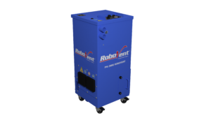 Powerful Weld Fume Control Systems Provide Healthier Outcomes, New Fume Extraction Unit Delivers more Extraction Power and Greater Maneuverability, RoboVent®, ProCube™ portable hi-vac weld fume extractor, portable ProCube II, 4-hp motor and 153 CFM, portable extraction power, RoboVent FlexTrac™, light-production robotic welding